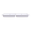 Arcqua Mira Lavabo encastré - 121x46x1.5cm - double vasque - 2 trous de robinet - marbre de synthèse - blanc brillant SW1581368