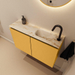 MONDIAZ TURE-DLUX Meuble toilette - 80cm - Ocher - EDEN - vasque Frappe - position droite - 1 trou de robinet SW1102883