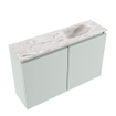 MONDIAZ TURE-DLUX Meuble toilette - 80cm - Greey - EDEN - vasque Glace - position droite - 1 trou de robinet SW1103330