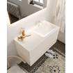 MONDIAZ VICA Ensemble de meuble salle de bain - 100cm - 2 tiroirs - lavabo Cloud à droite - 1 trou de robinet - solid surface lin SW410977