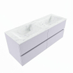 Mondiaz VICA-DLUX ensemble de meuble de salle de bain - 130cm - meuble sous-vasque cale - 4 tiroirs - lavabo encastrée cloud double - sans trous de robinet - version haute de 60cm - opalo SW1086374