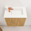 Mondiaz JOYA 40cm toiletmeubel - kleur Oak - Wastafel FAYE positie Rechts 1 kraangat kleur Talc. SW1421090