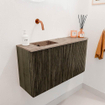 Mondiaz JOYA-DLUX Meuble de salle de bains 81.6cm - arrondi droit couleur Shadow - Vasque FAYE position Gauche Sans trou de robinet couleur Arena SW1424827