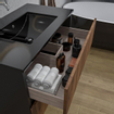 Adema Industrial 2.0 Ensemble de meuble 100x45x55cm vasque en céramique noir sans trou de robinet avec trop-plein bois/noir SW809486