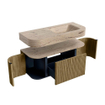 MONDIAZ THOR-DLUX 110cm meuble de salle de bains arrondi gauche + droite couleur Dusk avec 1 tiroir et 2 portes. Vasque suspendue CLOUD droite sans trou de robinet couleur Arena. SW1462714