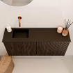 Mondiaz JOYA 90cm meuble de salle de bains - couleur Walnut - Vasque FAYE position Gauche Sans trou de robinet couleur Urban. SW1421342