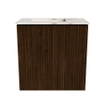 Mondiaz JOYA-DLUX 40cm toiletmeubel - kleur Walnut - Wastafel FAYE positie Links 1 kraangat kleur Frappe. SW1412059