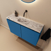 MONDIAZ TURE-DLUX Meuble toilette - 80cm - Jeans - EDEN - vasque Glace - position centrale - sans trou de robinet SW1103344