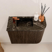 Mondiaz JOYA-DLUX 51.6cm toiletmeubel - ronding rechts kleur Walnut - Wastafel FAYE positie Links 1 kraangat kleur Lava. SW1422476