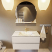 Mondiaz VICA-DLUX Ensemble de meuble de salle de bain - 90cm - meuble sous-vasque lin - 2 tiroirs - lavabo encastrée nuage milieu - 1 trou de robinet - version haute 60cm - glace SW1087710