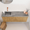 Mondiaz JOYA-DLUX 100cm toiletmeubel - kleur Oak - Wastafel FAYE positie Links Zonder kraangat kleur Sombra. SW1426239