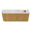 Mondiaz JOYA-DLUX 101.6cm toiletmeubel - ronding links kleur Oak - Wastafel FAYE positie Rechts 1 kraangat kleur Frappe. SW1421989