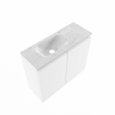 MONDIAZ TURE-DLUX Meuble de toilettes 60 cm Talc. EDEN vasque Opalo position gauche. Avec 1 trou de robinet. SW1104132