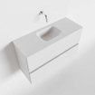 MONDIAZ ADA Meuble WC - 80x30x50cm - 0 trous de robinet - 2 tiroirs - talc mat - lavabo au centre - Solid surface - Blanc SW472504