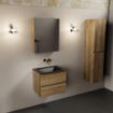 Mondiaz AIVY Ensemble de meuble - 60x45x50cm - 0 trous de robinet - 1 vasque Urban Solid surface - Centre - 2 tiroirs - avec armoire de toilette - Melamine Chai SW892285