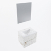 Mondiaz VICA ensemble de meuble de salle de bain - 60cm - meuble sous-vasque carrara - 2 tiroirs - lavabo denia milieu - 1 trou de robinet - couleur Blanc Brillant - miroir LED - version XL 60cm de haut SW1091903