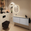 MONDIAZ TURE-DLUX Meuble toilette - 120cm - Plata - EDEN - vasque Ostra - position gauche - sans trou de robinet SW1105003