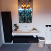 Mondiaz ALAN-DLUX Ensemble de meuble - 130cm - meuble Urban mat - 2 tiroirs - Lavabo Cloud Frappe suspendu - vasque Centre - 0 trous de robinet SW805629