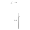 IVY Concord Regendoucheset - inbouw - symmetry - 2-weg stop-omstel - 40cm wandarm - 20cm medium hoofddouche - houder met uitlaat - 150cm doucheslang - staafmodel handdouche - RVS316 - geborsteld SW1032021