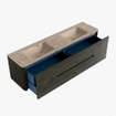 Mondiaz CIRO-DLUX Ensemble de meubles de salle de bains - 180x45x50cm - Plan vasque solid surface Arena - 2 vasques Double - sans trous de robinet - 4 tiroirs - Shadow SW1532387