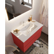 Mondiaz VICA ensemble de meuble de salle de bain - 80cm - meuble sous-vasque fire - 2 tiroirs - lavabo denia milieu - 1 trou de robinet - miroir LED - version XL 60cm haut SW1097953