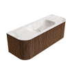 MONDIAZ KURVE-DLUX 130cm Meuble salle de bain avec module 25 G et D - couleur Walnut - 1 tiroir - 2 portes - vasque BIG SMALL centre - sans trou de robinet - couleur Frappe SW1137438