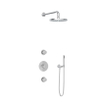 Hotbath Buddy IBS1 Ensemble de douche de tête - 2 robinets d'arrêt - bras mural 35cm - douche de tête ronde 25cm - douchette barre - chromé SW18225