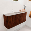 Mondiaz JOYA-DLUX Meuble de salle de bains 93.2cm - arrondis gauche et droite couleur Ruby - Vasque FAYE position Milieu 1 trou de robinet couleur Glace SW1423599