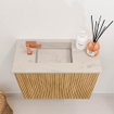 Mondiaz JOYA-DLUX 50cm toiletmeubel - kleur Oak - Wastafel FAYE positie Links 1 kraangat kleur Opalo. SW1422126