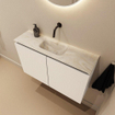 MONDIAZ TURE-DLUX Meuble toilette - 80cm - Talc - EDEN - vasque Ostra - position centrale - sans trou de robinet SW1104663