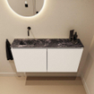 MONDIAZ TURE-DLUX Meuble toilette - 100cm - Talc - EDEN - vasque Lava - position gauche - sans trou de robinet SW1103606