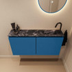 MONDIAZ TURE-DLUX Meuble toilette - 100cm - Jeans - EDEN - vasque Lava - position droite - 1 trou de robinet SW1103851