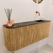 Mondiaz JOYA-DLUX 101.6cm toiletmeubel - ronding links kleur Oak - Wastafel FAYE positie Rechts Zonder kraangat kleur Lava. SW1422089