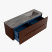 Mondiaz CIRO-DLUX Meuble de salle de bains - 140x45x50cm - Plan-vasque Solid surface Oza - 1 vasque à droite - 1 trou de robinet - 4 tiroirs - Ruby SW1532114