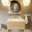 MONDIAZ VICA-DLUX Ensemble meuble de salle de bains - 100cm - meuble bas Washed oak - 2 tiroirs - vasque encastrée cloud à gauche - 1 trou de robinet - version haute 60cm - opalo SW1088395