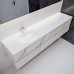 Mondiaz VICA ensemble de meuble de salle de bain - 200cm - meuble sous-vasque carrara - 4 tiroirs - lavabo moon gauche - 1 trou de robinet - miroir LED - version XL 60cm de haut SW1097720