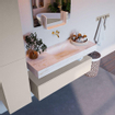 Mondiaz ALAN-DLUX Ensemble de meuble - 120cm - meuble Linen mat - 1 tiroir - Lavabo Cloud Ostra suspendu - vasque Centre - 0 trous de robinet SW807184