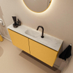 MONDIAZ TURE-DLUX Meuble toilette - 100cm - Ocher - EDEN - vasque Opalo - position centrale - 1 trou de robinet SW1104427