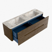 Mondiaz CIRO-DLUX Badkamermeubelset - 150x45x50cm - Solid surface wastafel Frappe - 2 wasbak Dubbel - 2 kraangaten - 4 lades - Dusk SW1532839