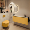 MONDIAZ TURE-DLUX Meuble toilette - 120cm - Ocher - EDEN - vasque Ostra - position gauche - 1 trou de robinet SW1104983