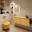 MONDIAZ TURE-DLUX meuble WC 120cm Ocher. EDEN lavabo Ostra position gauche. Avec 1 trou de robinet. SW1104983