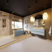 MONDIAZ VICA-DLUX Ensemble meuble de salle de bains - 120cm - meuble sous-vasque clay - 2 tiroirs - lavabo encastré cloud centré - 1 trou de robinet - version haute 60cm - glace SW1088169