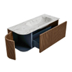 MONDIAZ KURVE-DLUX 115cm Meuble salle de bain avec module 25 G - couleur Walnut - 1 tiroir - 1 porte - vasque BIG SMALL droite - 1 trou de robinet - couleur Glace SW1138059