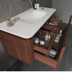 Royal Plaza Terra Edge Ensemble meuble de salle de bains - 100x45.5x46cm - vasque en céramique blanc brillant - 1 vasque - 1 trou de robinet - 2 tiroirs - châtaigne (noyer) SW1471937