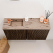 Mondiaz JOYA-DLUX 80cm toiletmeubel - kleur Walnut - Wastafel FAYE positie Links 1 kraangat kleur Arena. SW1424328
