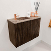 Mondiaz JOYA-DLUX Meuble de salle de bains 61,6cm - arrondi droit couleur Noyer - Lavabo FAYE position Gauche 1 trou de robinet couleur Arena SW1424347