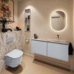 MONDIAZ TURE-DLUX Meuble pour toilettes 120 cm Clay. Lavabo EDEN Glace position droite. Sans trou de robinet. SW1103209