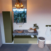 Mondiaz ALAN-DLUX Ensemble de meuble - 120cm - meuble Army mat - 1 tiroir - Lavabo Cloud Lava suspendu - vasque Gauche - 0 trous de robinet SW808355
