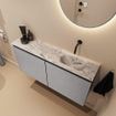 MONDIAZ TURE-DLUX Meuble toilette - 100cm - Plata - EDEN - vasque Glace - position droite - sans trou de robinet SW1103461