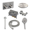 BRAUER Brushed Edition Douche de pluie thermostatique encastrée - boutons-poussoirs - SET 59 - pomme de douche 20cm - bras de plafond - pommeau de douche 3 jets - flexible de douche - coude de raccordement mural - acier inoxydable brossé PVD SW925491